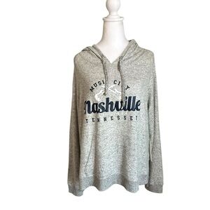 Ocean Drive Nashville Hacci Music City Gray Hooded Sweater Size L NWT